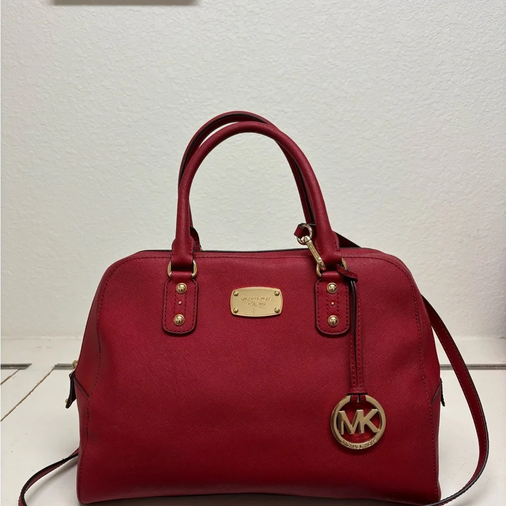Michael Kors Red Leather Satchel - Picture 1 of 7